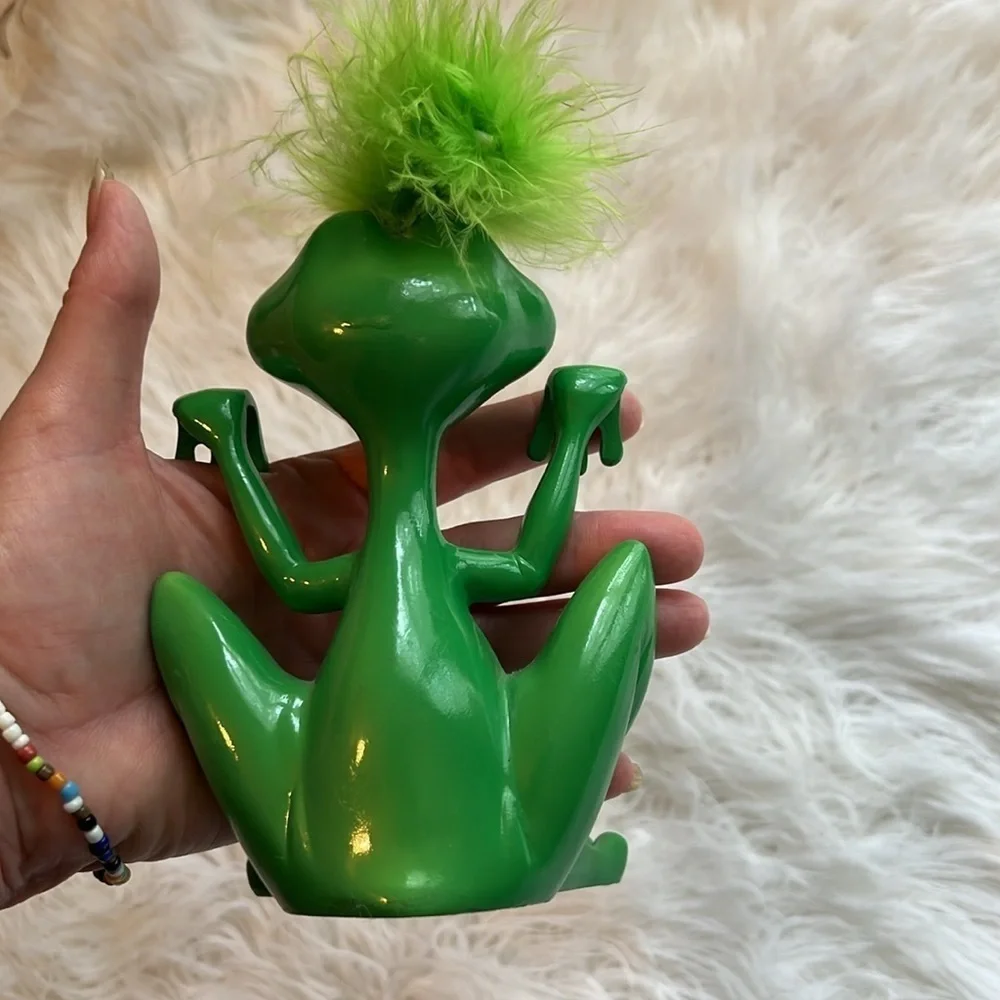 Adorable Fuzzy Haired Frog Photo Sign Holder